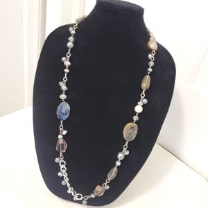 Charming Charlie Silvertone Fashion Jewelry Necklace, Classic, Business, Casual